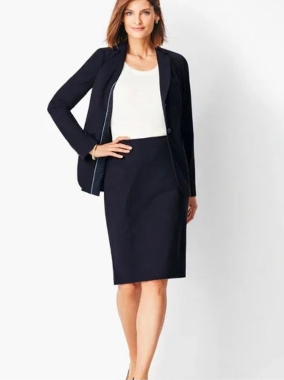 NWT Talbots Navy Pencil Skirt Ponte Stretch - Picture 2 of 5